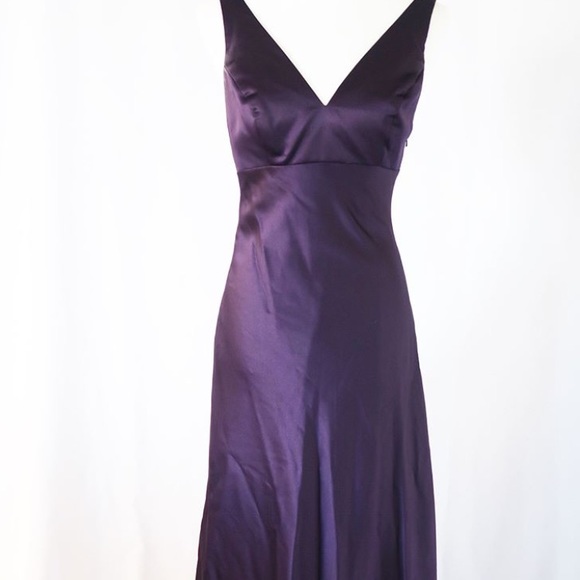 purple satin gown